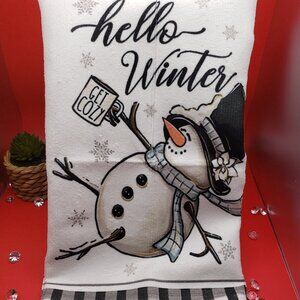 Hello Winter Snowman Tea Towel